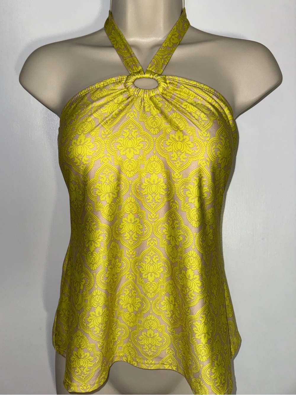 Antonio Melani Boho Print Tankini Swim Top w Halter Ties Women’s S Small